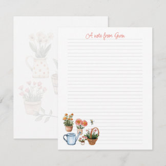 Summer Gardening Lined Personal Note Paper ノートカード