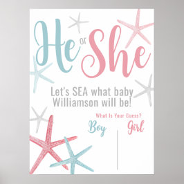Summer Gender Reveal Party Vote Sign ポスター