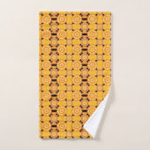 Summer geometric yellow and black flower pattern バスタオルセット (ハンドタオル)