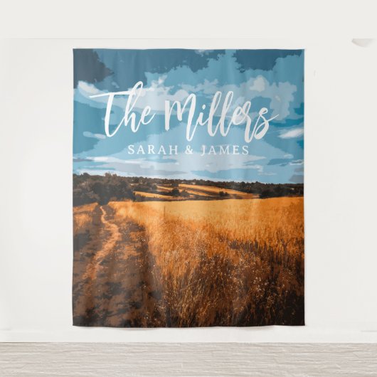 Summer Golden Field Rustic Sunlit Country Nature タペストリー (正面)