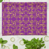 Summer Golden Glitter Falling Flowers pattern キッチンタオル (折り畳み)