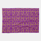 Summer Golden Glitter Falling Flowers pattern キッチンタオル (横)