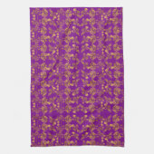 Summer Golden Glitter Falling Flowers pattern キッチンタオル (縦)