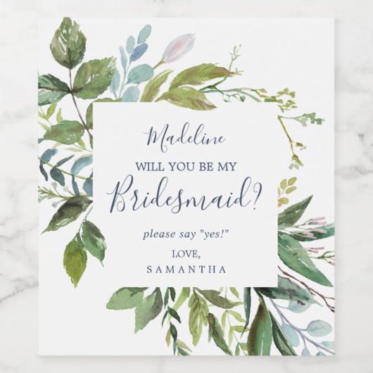 Summer Greenery Bridesmaidの提案 ワインラベル (シングルラベル)