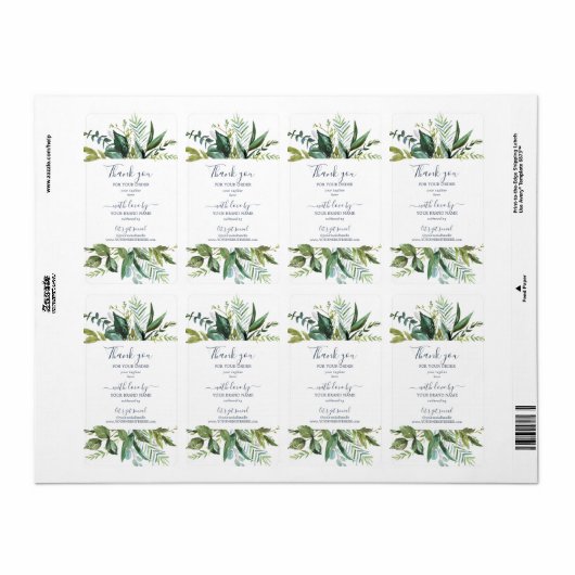 Summer Greenery Business Shipping Labels ラベル (フルシート)