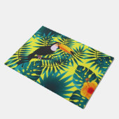 Summer Greenery Tropical Toucan Jungle Foliage  ドアマット (アングル)