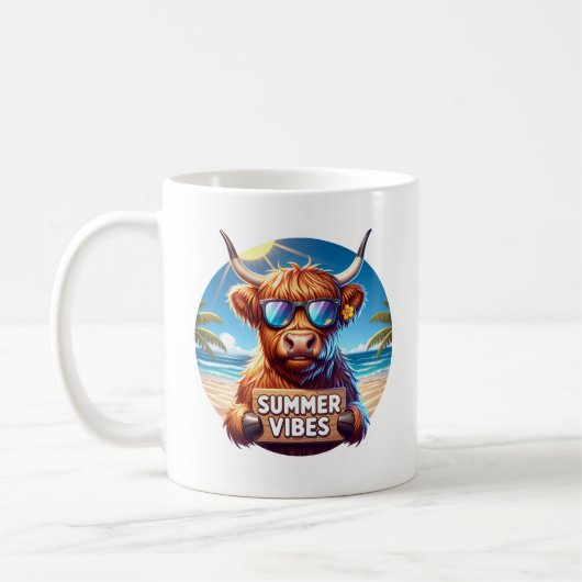 Summer Highland Cow コーヒーマグカップ (左)
