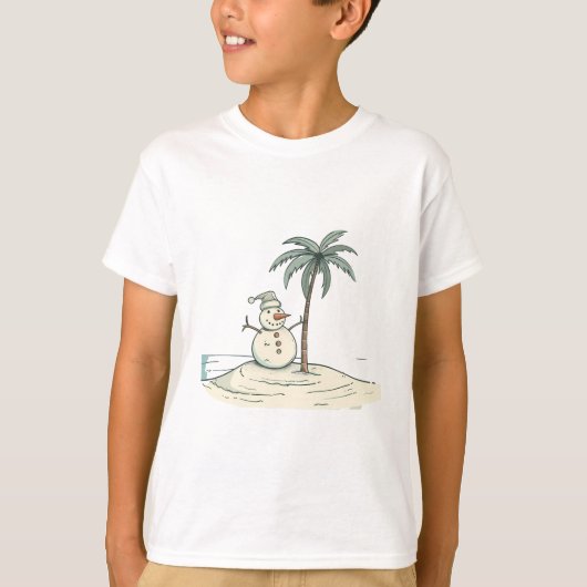 Summer Holiday Snowman Tropical Beach vibe Island  Tシャツ (正面)