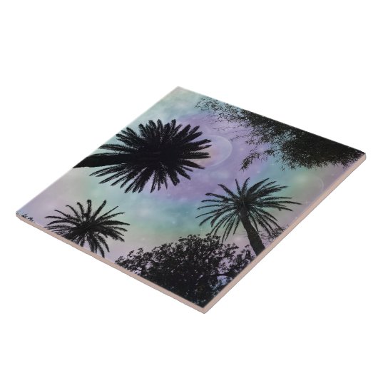Summer Holographic Gradient Palm Trees Design タイル (側面)