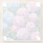 Summer Hydrangeas | Pink & Blue Coastal Flowers ガラスコースター (裏面)