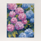 Summer Hydrangeas | Pink & Blue Coastal Flowers ジグソーパズル (縦)