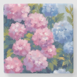 Summer Hydrangeas | Pink & Blue Coastal Flowers ストーンコースター
