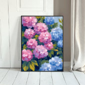 Summer Hydrangeas | Pink & Blue Coastal Flowers ポスター