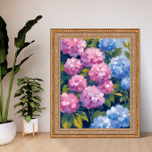 Summer Hydrangeas | Pink & Blue Coastal Flowers ポスター