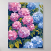 Summer Hydrangeas | Pink & Blue Coastal Flowers ポスター (正面)