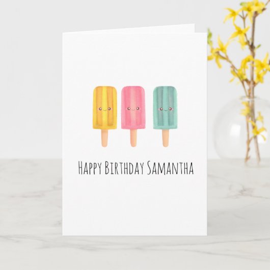Summer Ice Cream Sticks カード (黄色い花)