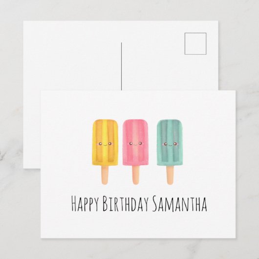 Summer Ice Cream Sticks ポストカード (正面/裏面)