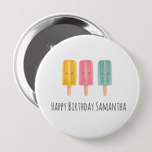 Summer Ice Cream Sticks 缶バッジ (正面&裏面)