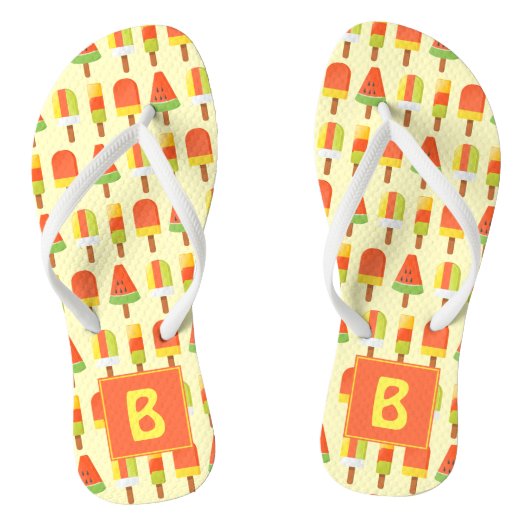 Summer Ice Lollies Pattern Monogram ビーチサンダル (ソール)