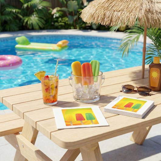 Summer Ice Pops Trio Bright Popsicles スタンダードランチョンナプキン
