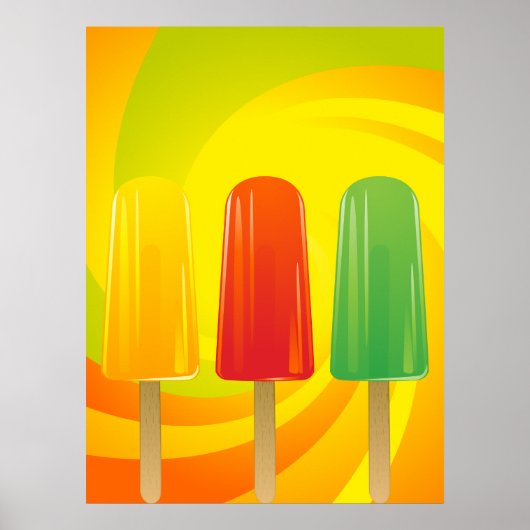 Summer Ice Pops Trio Bright Popsicles ポスター (正面)