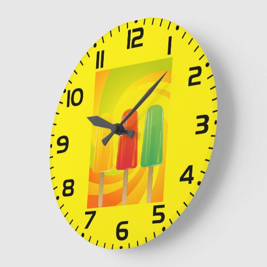 Summer Ice Pops Trio Bright Popsicles ラージ壁時計 (傾斜)