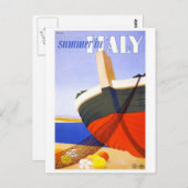 「Summer in Italy」ヴィンテージ旅行ポスター ポストカード (正面/裏面)