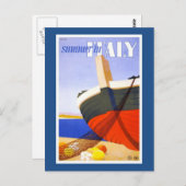 「Summer in Italy」ヴィンテージ旅行ポスター ポストカード (正面/裏面)
