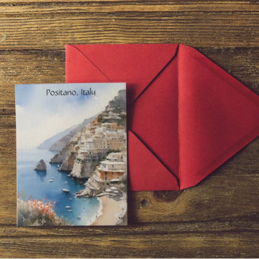 Summer in Positano Italy Watercolor Illustration ポストカード