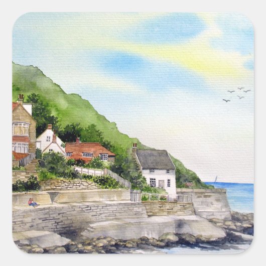 Summer in Runswick Bay England Farida Greenfield スクエアシール (正面)
