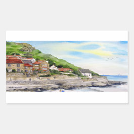 Summer in Runswick Bay England Farida Greenfield 長方形シール