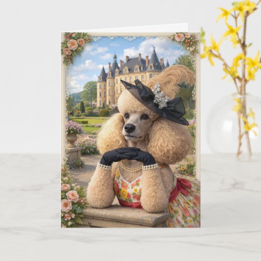  Summer Is In The Air, Poodle Blank Card カード (黄色い花)