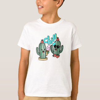 Summer Kawaii Cactus Friends with Ice Cream Tシャツ