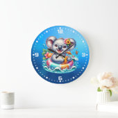 Summer Koala Sublimation Clipart-97702 ラージ壁時計 (ホーム)