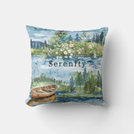 Summer Lake Boat Flowers Serenity クッション