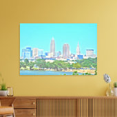 Summer Lake Skyline Cleveland, OH Canvas Print キャンバスプリント (インサイチュ (リビング))