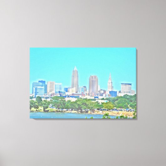 Summer Lake Skyline Cleveland, OH Canvas Print キャンバスプリント (正面)