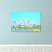 Summer Lake Skyline Cleveland, OH Canvas Print キャンバスプリント (インサイチュ (ウッドフロア))