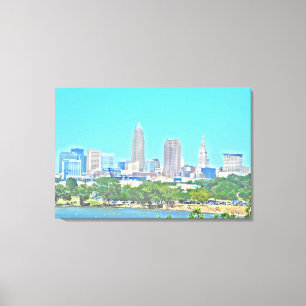 Summer Lake Skyline Cleveland, OH Canvas Print キャンバスプリント