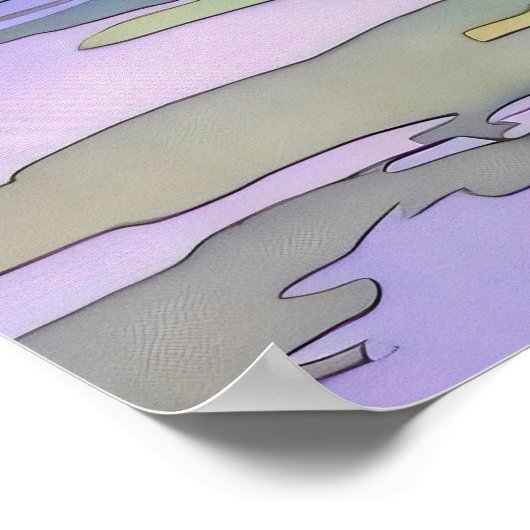 Summer Landscape Watercolor  ポスター (角)