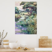 Summer Landscape Watercolor  ポスター (キッチン)