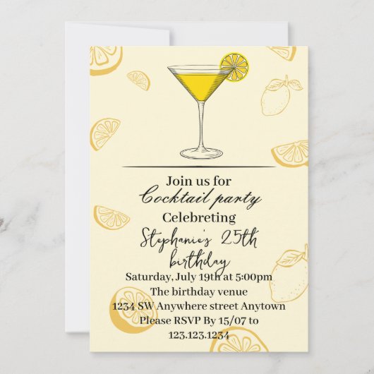 Summer Lemon Birthday Party Invite 招待状 (正面)