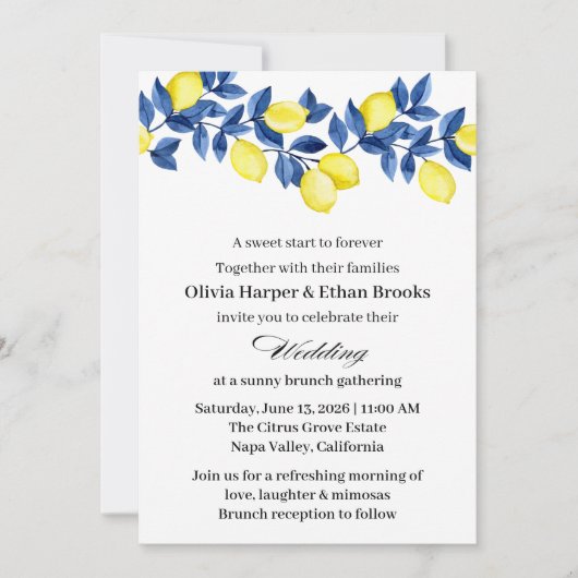 Summer Lemon Brunch Wedding  招待状 (正面)