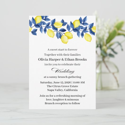 Summer Lemon Brunch Wedding  招待状 (スタンド正面)