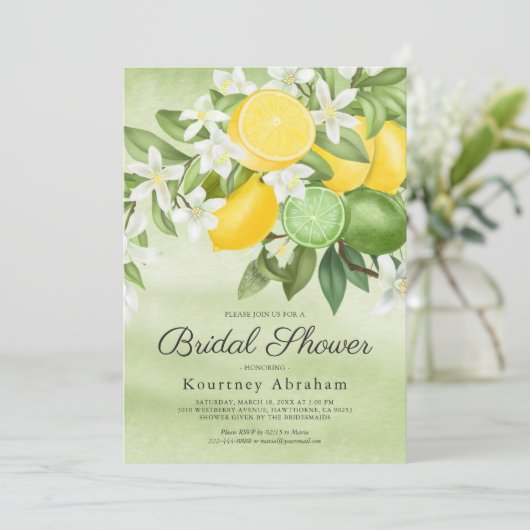 Summer Lemon & Lime Bridal Shower Invitation 招待状 (スタンド正面)