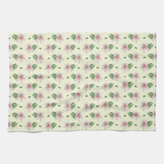 Summer Lily Floral Seamless Pattern キッチンタオル (横)