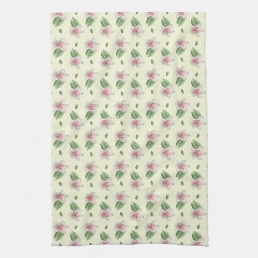 Summer Lily Floral Seamless Pattern キッチンタオル (縦)