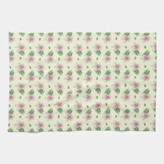 Summer Lily Floral Seamless Pattern キッチンタオル