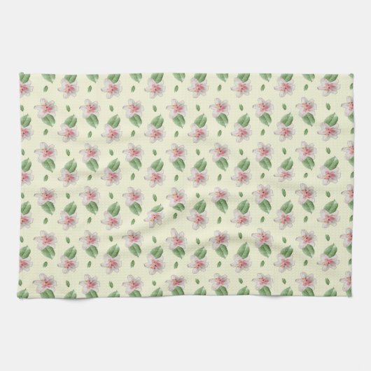 Summer Lily Floral Seamless Pattern キッチンタオル (横)