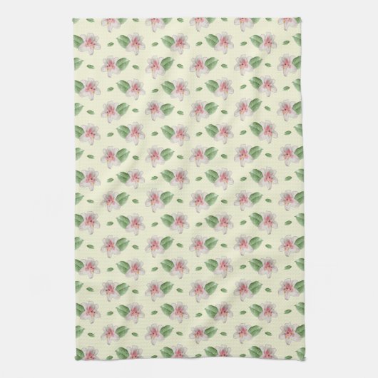 Summer Lily Floral Seamless Pattern キッチンタオル (縦)